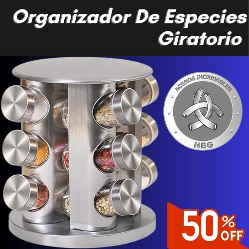 Organizador De Especies Giratorio (Acero Inoxidable)